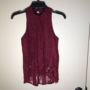 Maroon High neck tank